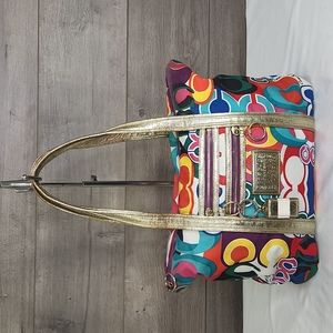 Coach Poppy Signature Multi-colored Tote Shoulder Bag 13839
